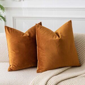 JUSPURBET Rust 28x28 Velvet Throw Pillow Covers Set of 2,Decorative Solid Soft P